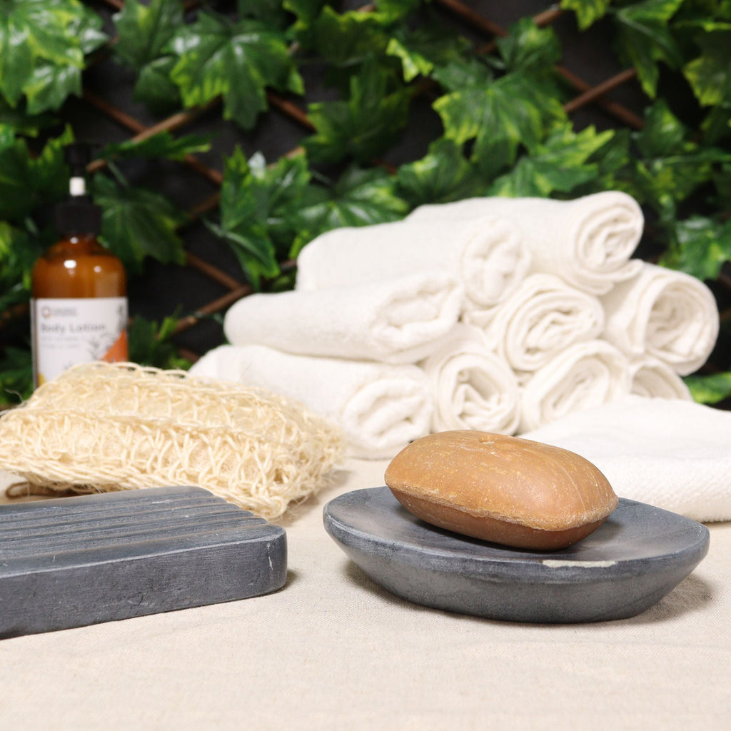  Pamperandpost Grey Soapstone Soap Dish 10x12cm- Classic Oval Stone Soap Dishes