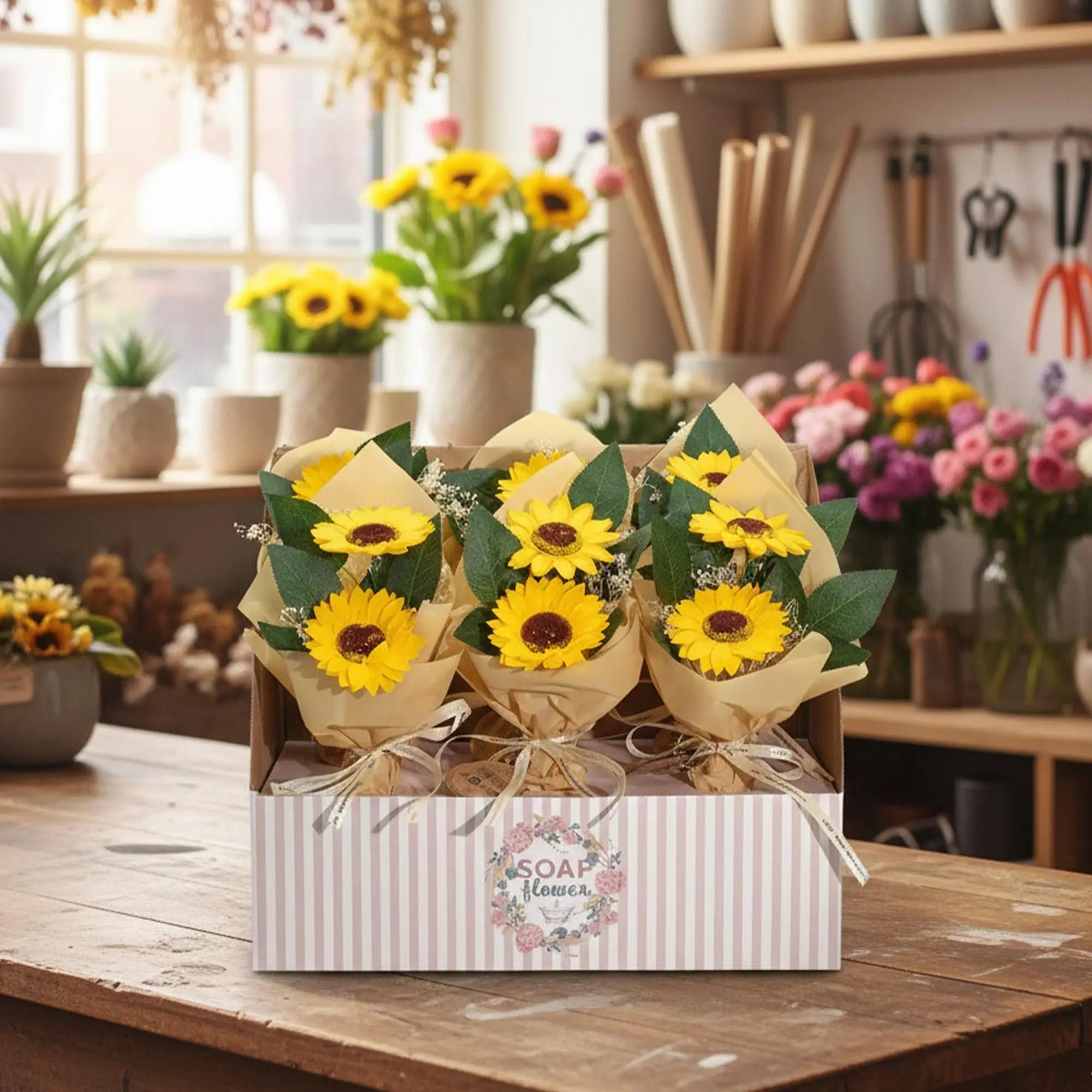 Pamperandpost Soap Flower - Two Sunflower Bouquet