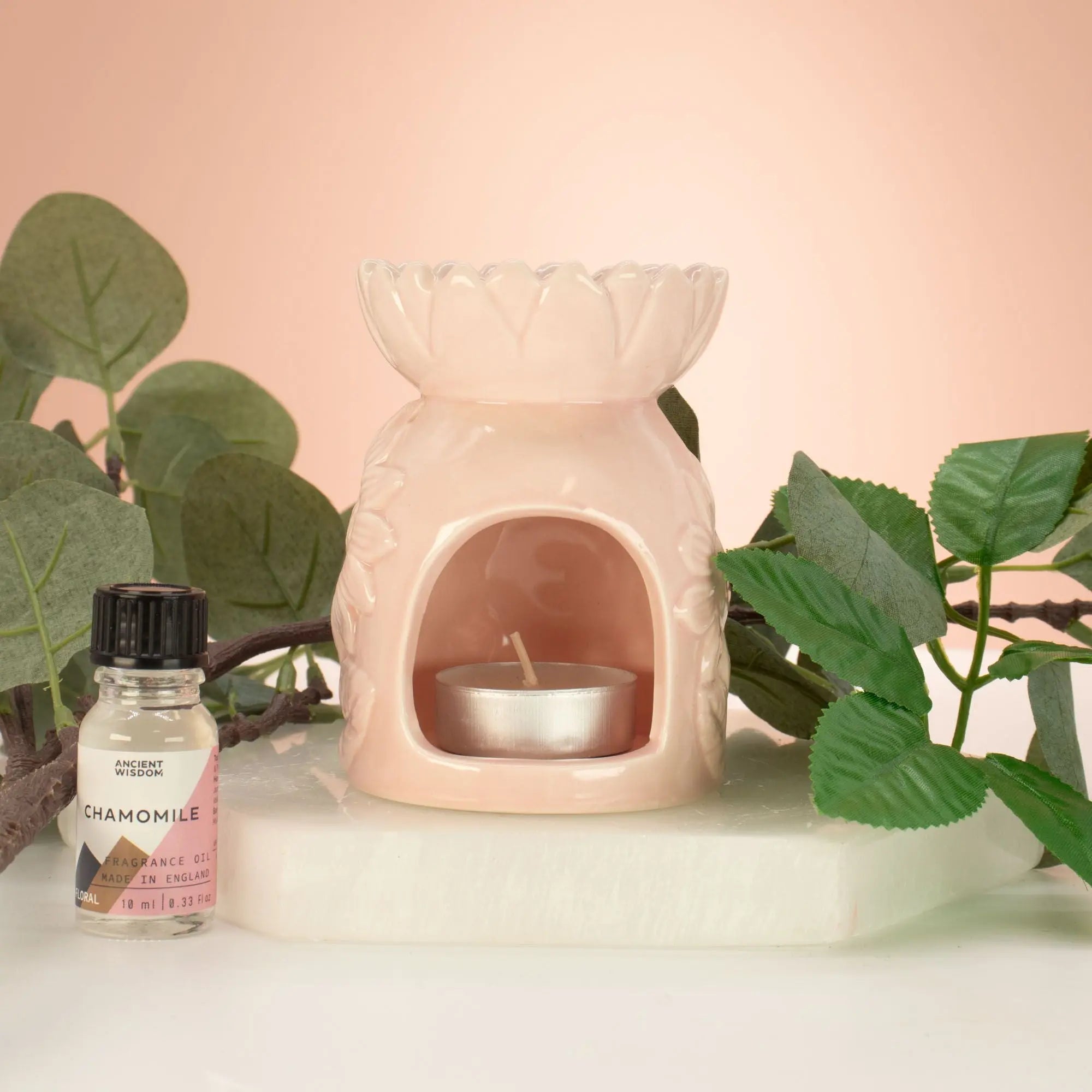 Pamperandpost Ceramic Sunflower Oil Burner - Pastel Pink Ceramic Zen Oil Burners