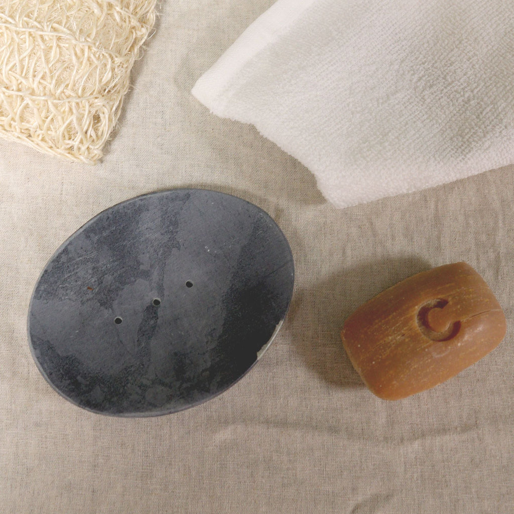  Pamperandpost Grey Soapstone Soap Dish 10x12cm- Classic Oval Stone Soap Dishes