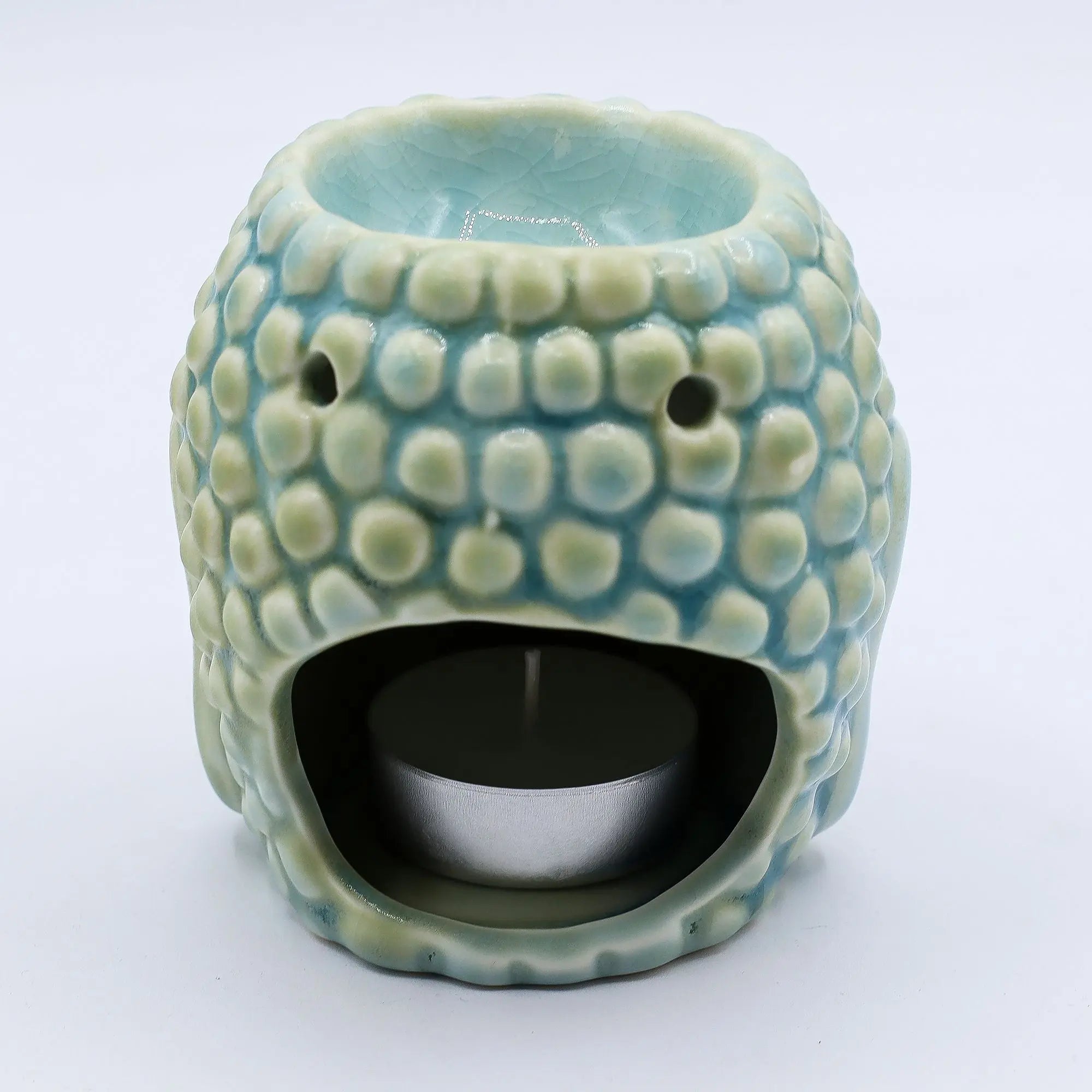  Pamperandpost Buddha Oil Burner – Blue Ceramic Burner for Calm, Fragrant Home Ambience Classic Buddha Oil Burners