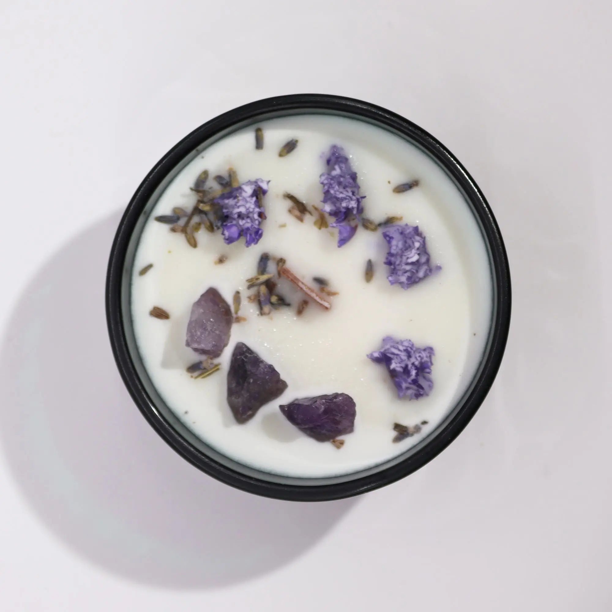  Pamperandpost The Moon Crystal Magic Candle - Amethyst & Lavender Hills with Tarot Card Hop Hare Crystal Magic Flower Candles