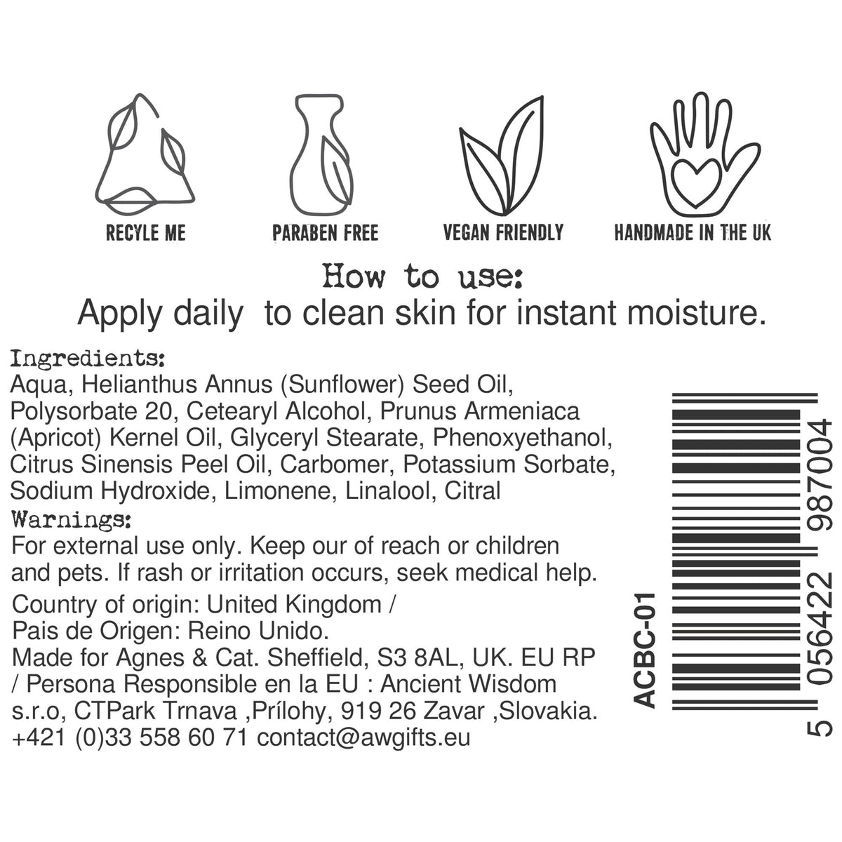  Pamperandpost Agnes + Cat Hand & Body Cream - Clementine Agnes + Cat Hand and Body Creams