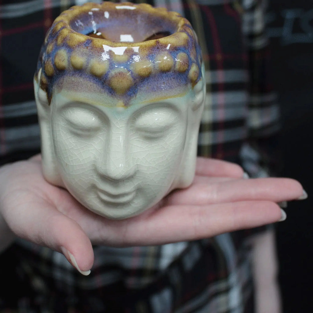 Pamperandpost Buddha Oil Burner – Ivory & Mint Ceramic Burner for Calm, Fresh Home Fragrance Classic Buddha Oil Burners
