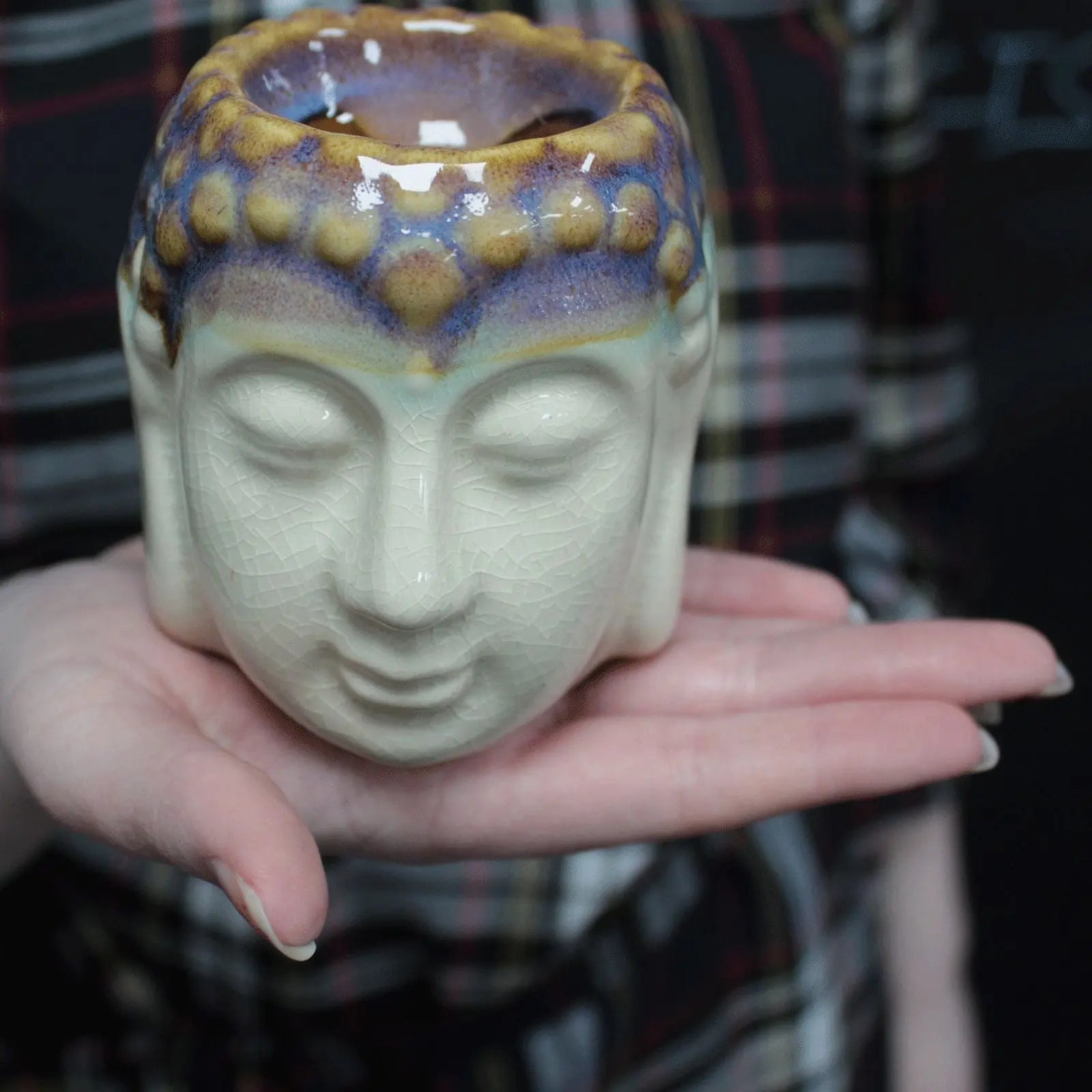  Pamperandpost Buddha Oil Burner – Ivory & Mint Ceramic Burner for Calm, Fresh Home Fragrance Classic Buddha Oil Burners