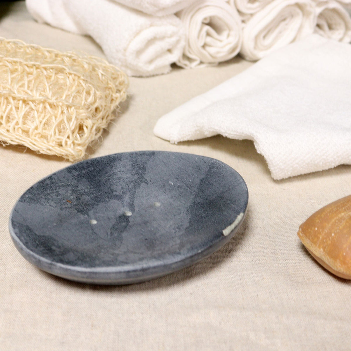  Pamperandpost Grey Soapstone Soap Dish 10x12cm- Classic Oval Stone Soap Dishes