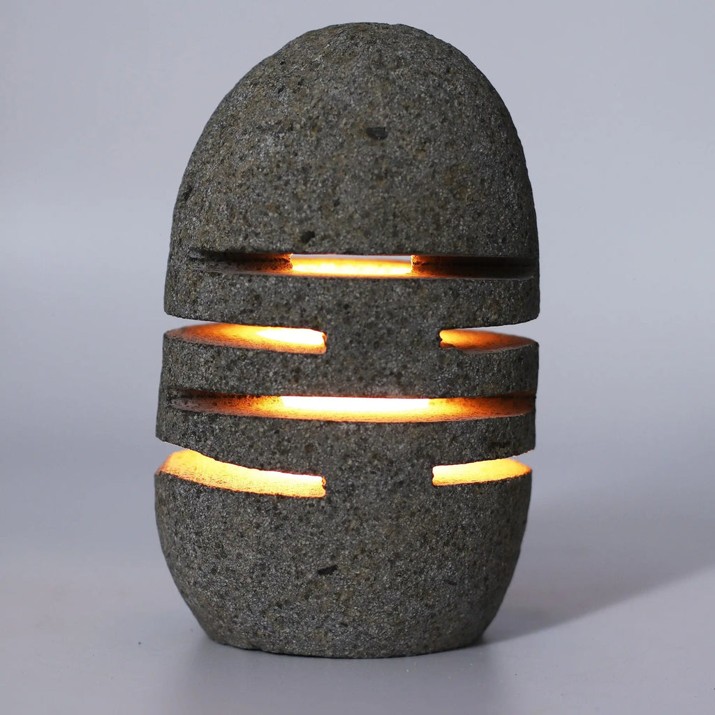  Pamperandpost Natural Riverstone Candle Holder - Standing Stone Cut Riverside Stone Candle Holders