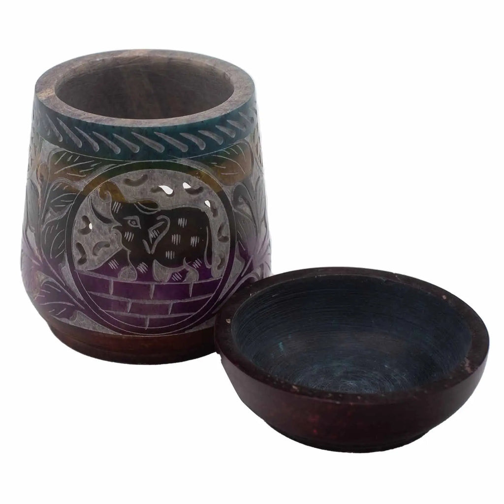  Pamperandpost Large Soapstone Oil Burner 13x10cm - Elephant - Five Colours Soapstone Oil Burners