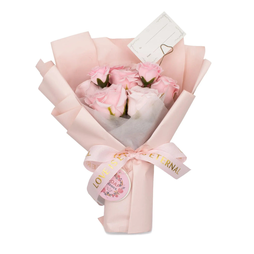  Pamperandpost Large Pink Roses Bouquet - Love is Eternal -  Gift Card Soap Flower Bouquets