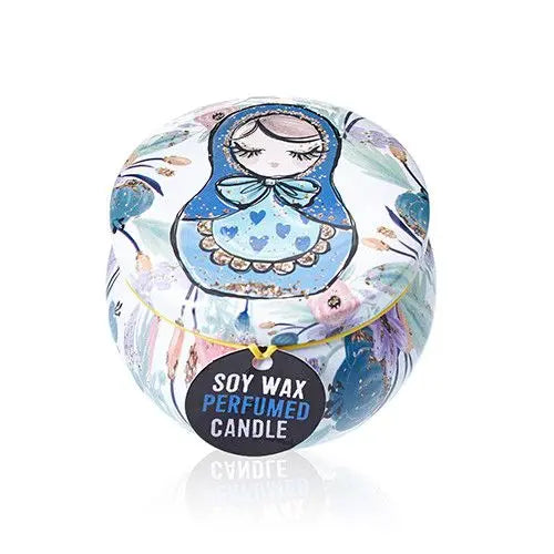  Pamperandpost Art Tin Candle - Assorted Design - Russian Dolls - Dolly Blue Art Tin Candles