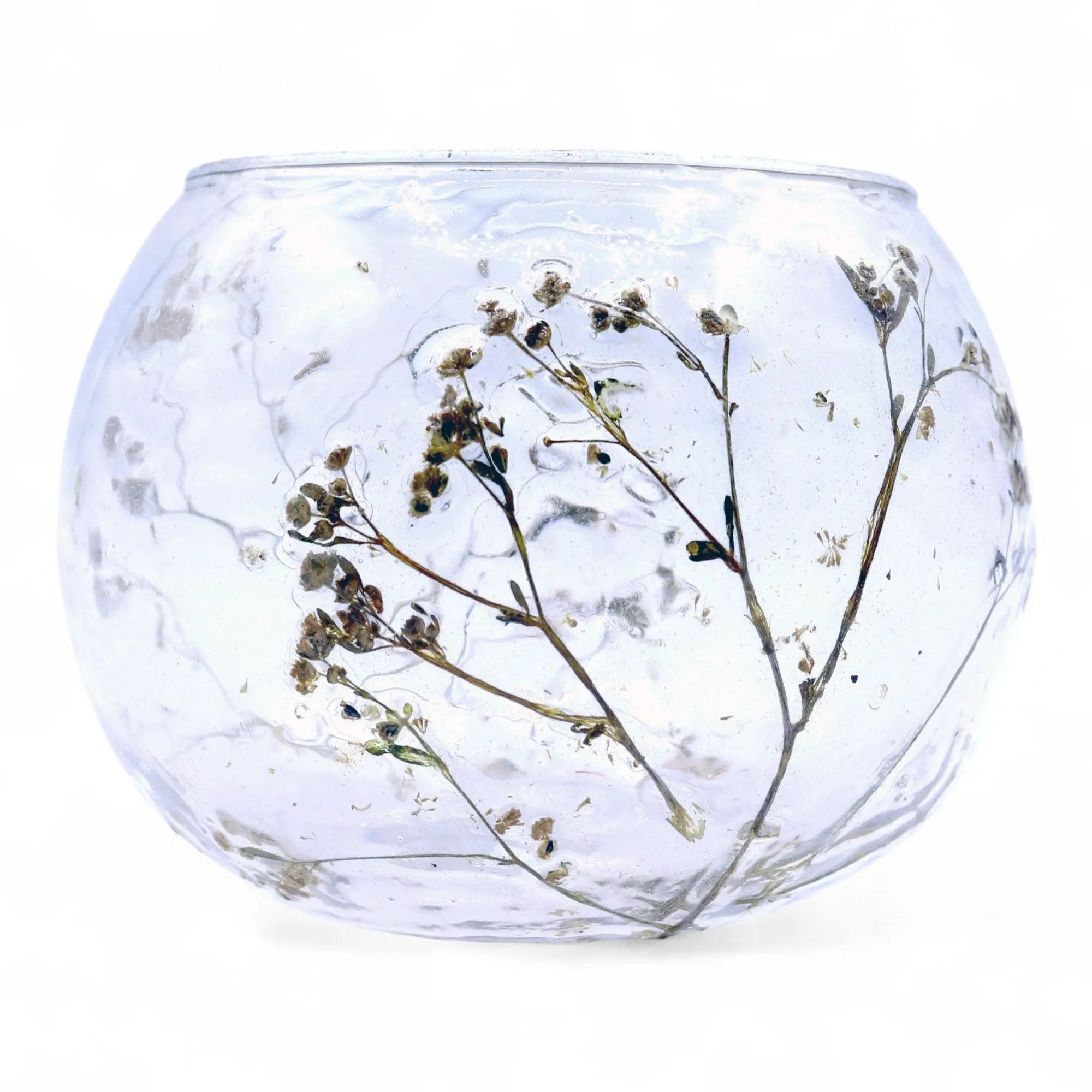  Pamperandpost Natural Floral Glass - Bowl Candle Holder - Margarita - (8x10cm) Natural Floral Glass Candle Holders