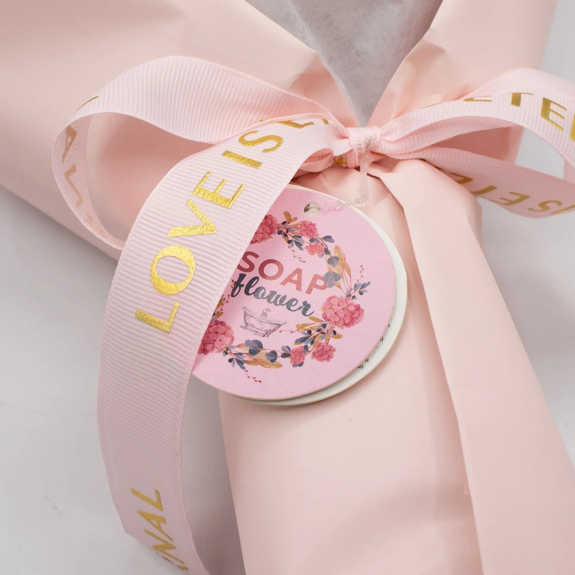 Pamperandpost Large Pink Roses Bouquet - Love is Eternal -  Gift Card Soap Flower Bouquets