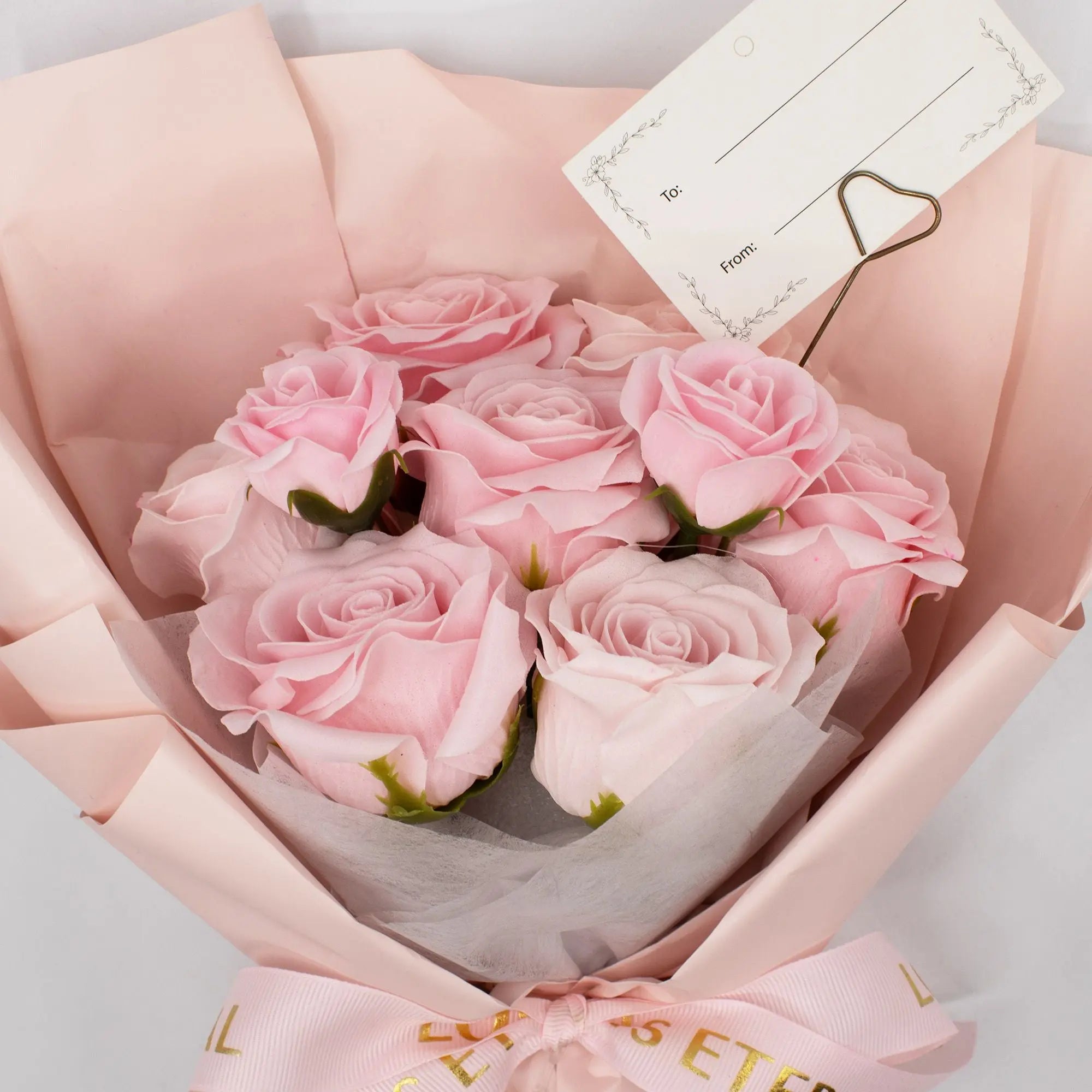  Pamperandpost Large Pink Roses Bouquet - Love is Eternal -  Gift Card Soap Flower Bouquets