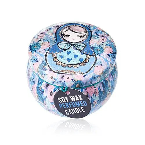 Art Tin Candle - Assorted Design - Russian Dolls - Dolly Blue AW Dropship UK