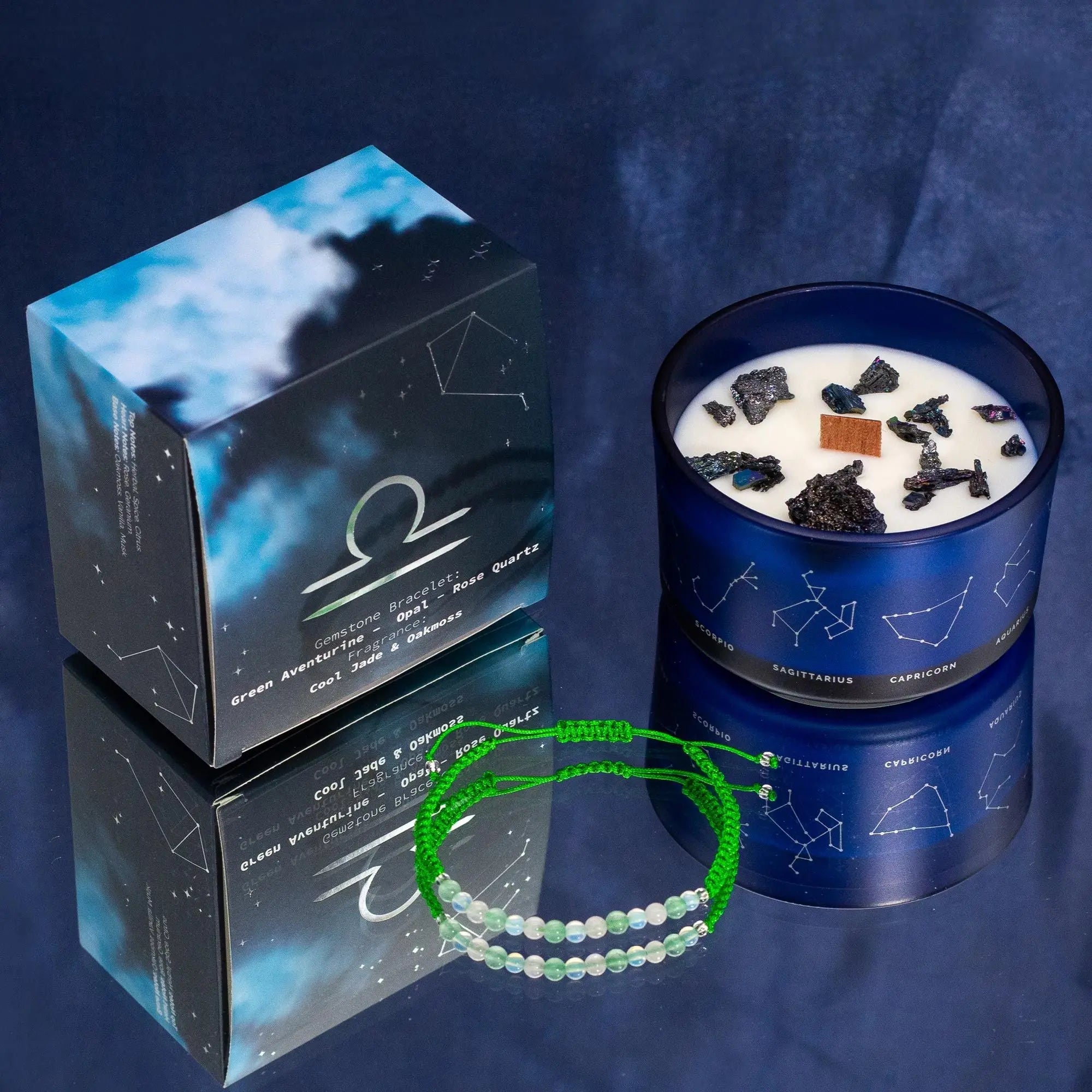  Pamperandpost Zodiac Crystal Candle with Gemstone Bracelet - Libra Zodiac Crystal Candles with Gemstone Bracelet