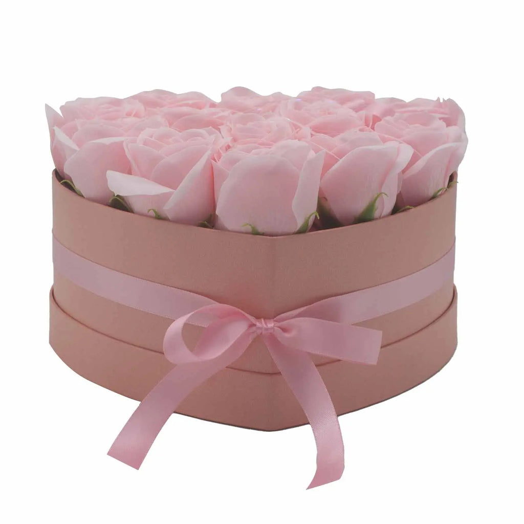 Pamperandpost Soap Flower Gift Bouquet - 13 Pink Roses - Heart