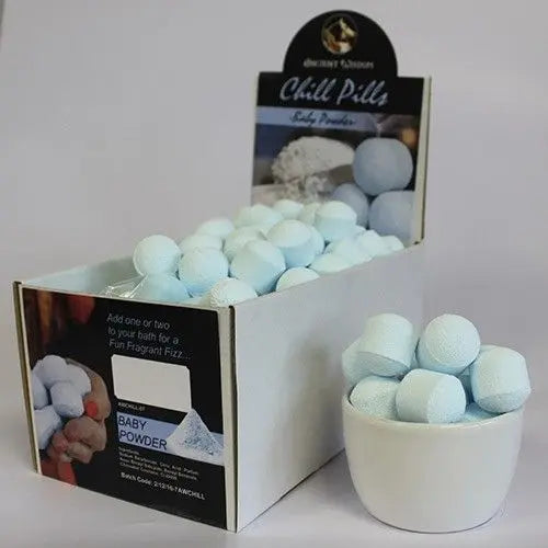  Pamperandpost 1.3Kg Box of Chill Pills (Mini Bath Bombs) - Baby Powder Box of Chill Pills 1.3Kg