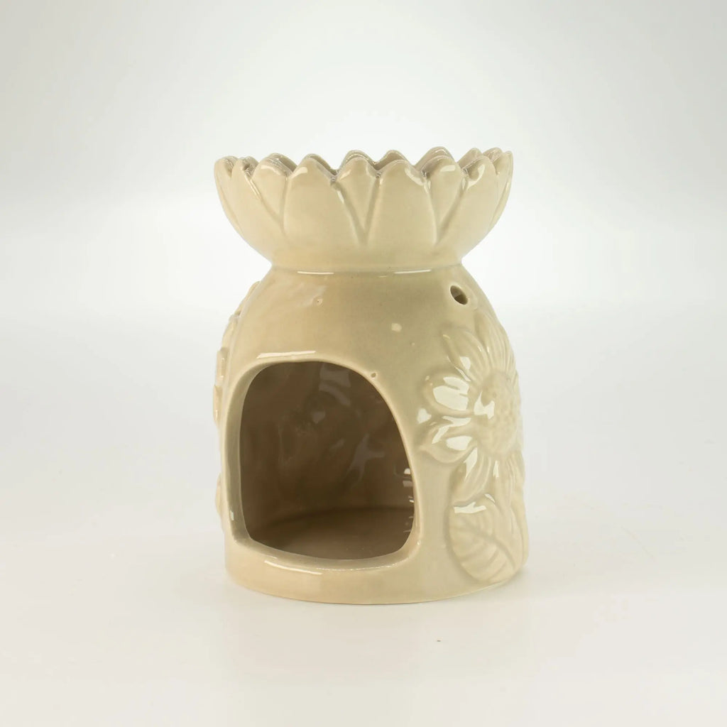  Pamperandpost Ceramic Sunflower Oil Burner - Pastel Beige Ceramic Zen Oil Burners